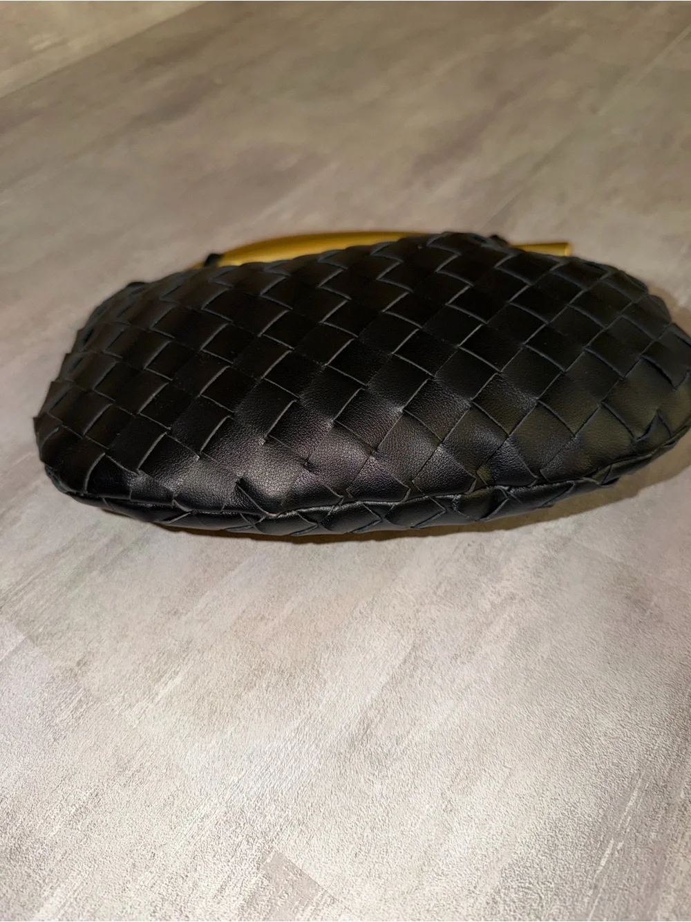 Black Woven Faux Leather with Top Gold Handle - Picture 4 of 9